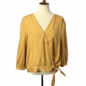 Velvet Heart Mustard Yellow Wrap Tie Blouse XL